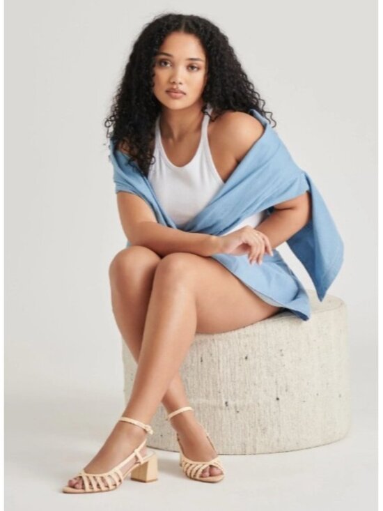 Dolce Vita Shoes - Dolce Vita Yasmin Raffia Sandals Size 8.5 Strappy Block Heel Natural Boho